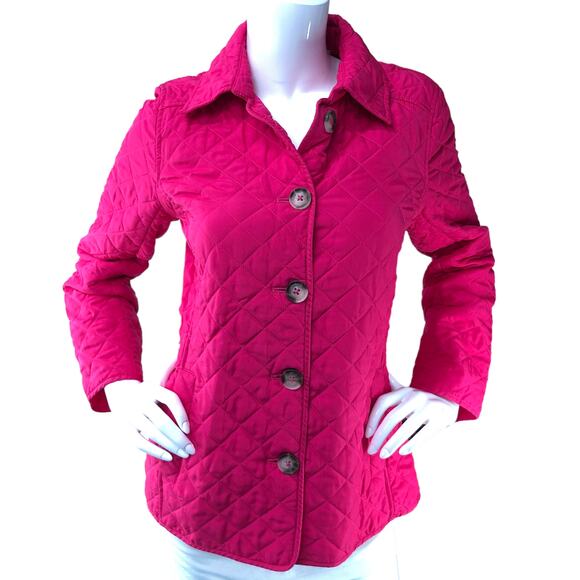 Chicos Womens Size 0 US 4/6 Jacket Quilted Button Up Collared Long Sleeve Pink - Picture 11 of 16